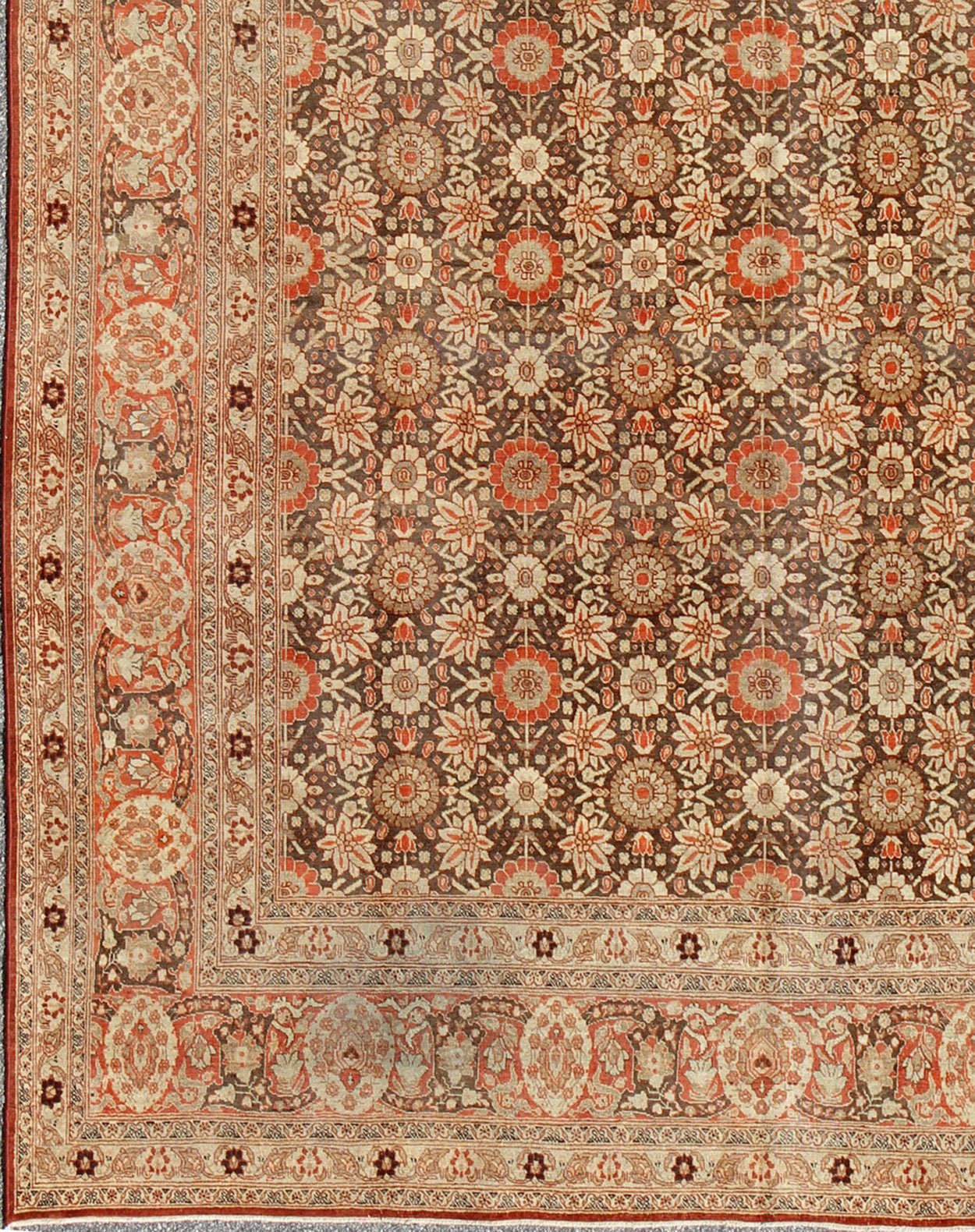 Antique Persian Haj Jalili Tabriz Rug - G - 0701 This exemplary Tabriz Haj Jalili rug is a masterpiece of the Craft, flourishing an incredible intricate pattern of vine - scrolls and palmettes. A testament to the amazing heights of craftsmanship achie... - Keivan Woven ArtsG - 0701 - 1823Rug