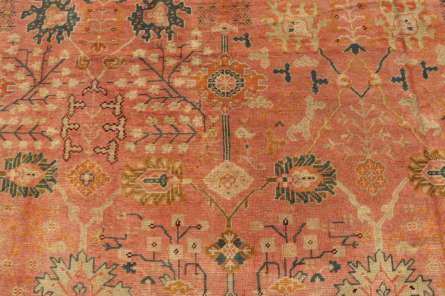 Exceptional Large Antique Turkish Oushak This exceptionally elegant antique Oushak carpet, of considerably ample size, dates back to around the end of the 19th Century and beautifully illustrates the impeccable craftsmanship and artistry of earl... - Keivan Woven ArtsG - 1105 - 1851Rug