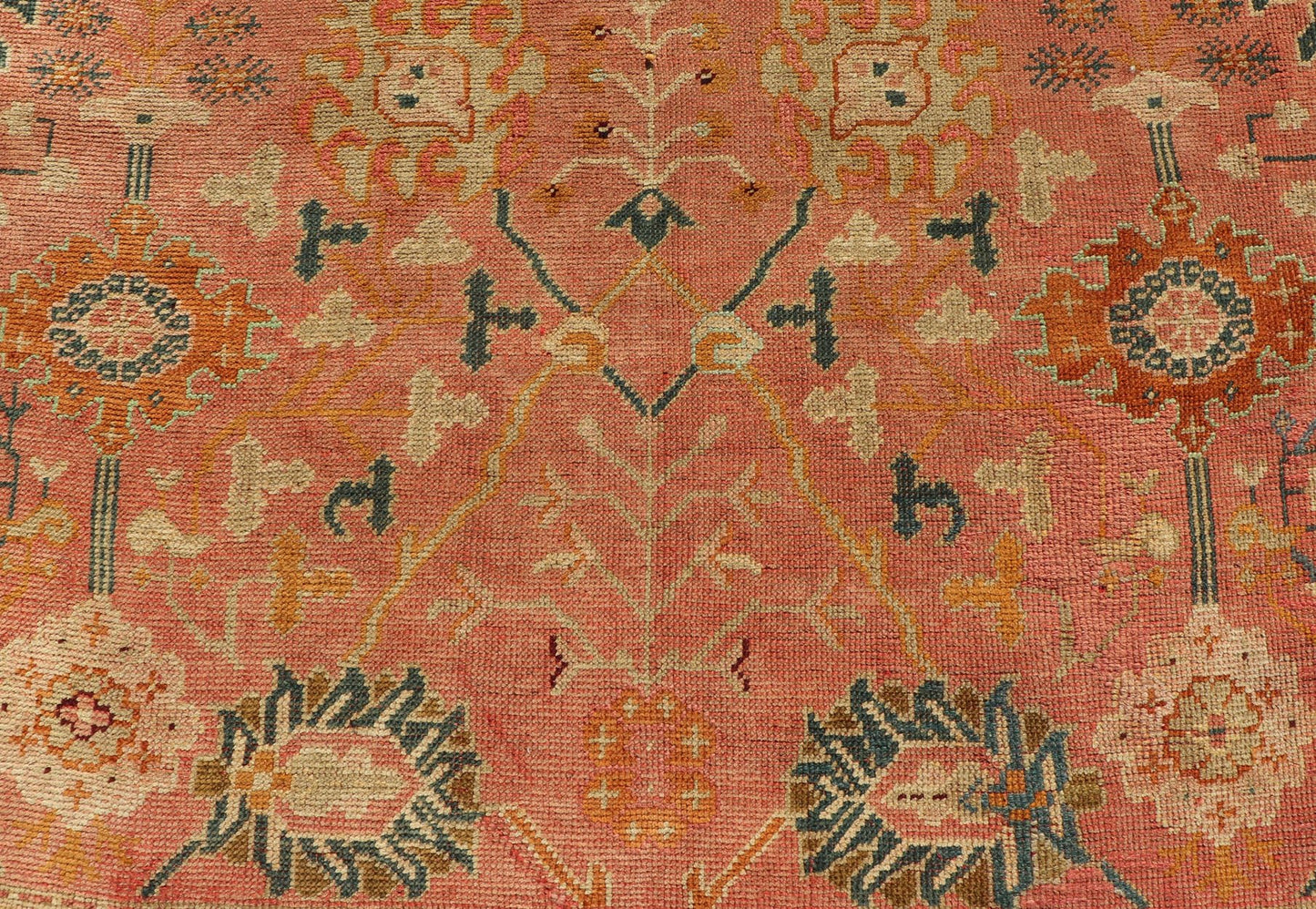 Exceptional Large Antique Turkish Oushak This exceptionally elegant antique Oushak carpet, of considerably ample size, dates back to around the end of the 19th Century and beautifully illustrates the impeccable craftsmanship and artistry of earl... - Keivan Woven ArtsG - 1105 - 1851Rug