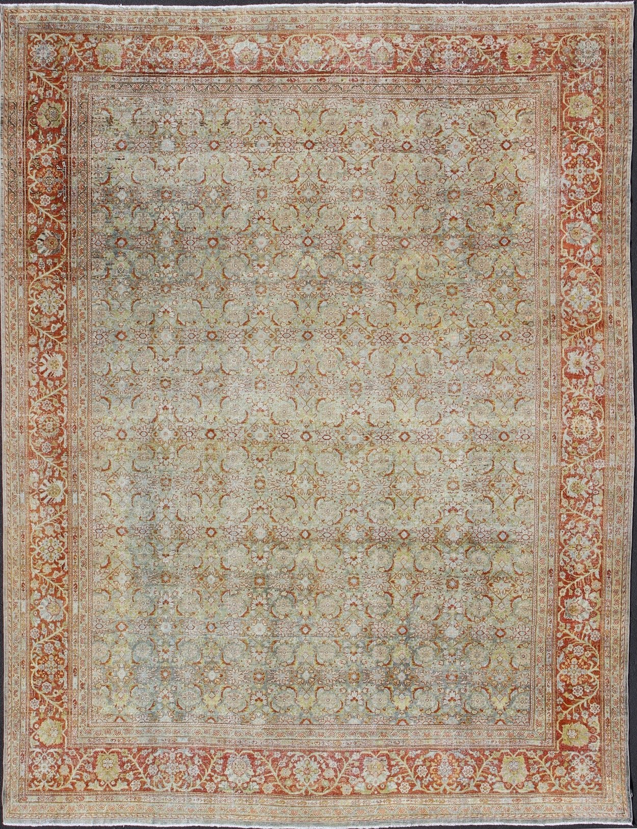 Antique Persian Mahal with All - Over Floral Design Persian Mahal Carpet This antique Persian Mahal relies heavily on exquisite details, as well as large - scale flowers and palmettes. A fine trellis of beautifully colored large and small flowers sp... - Keivan Woven ArtsGLC - 129 - 1168Rug