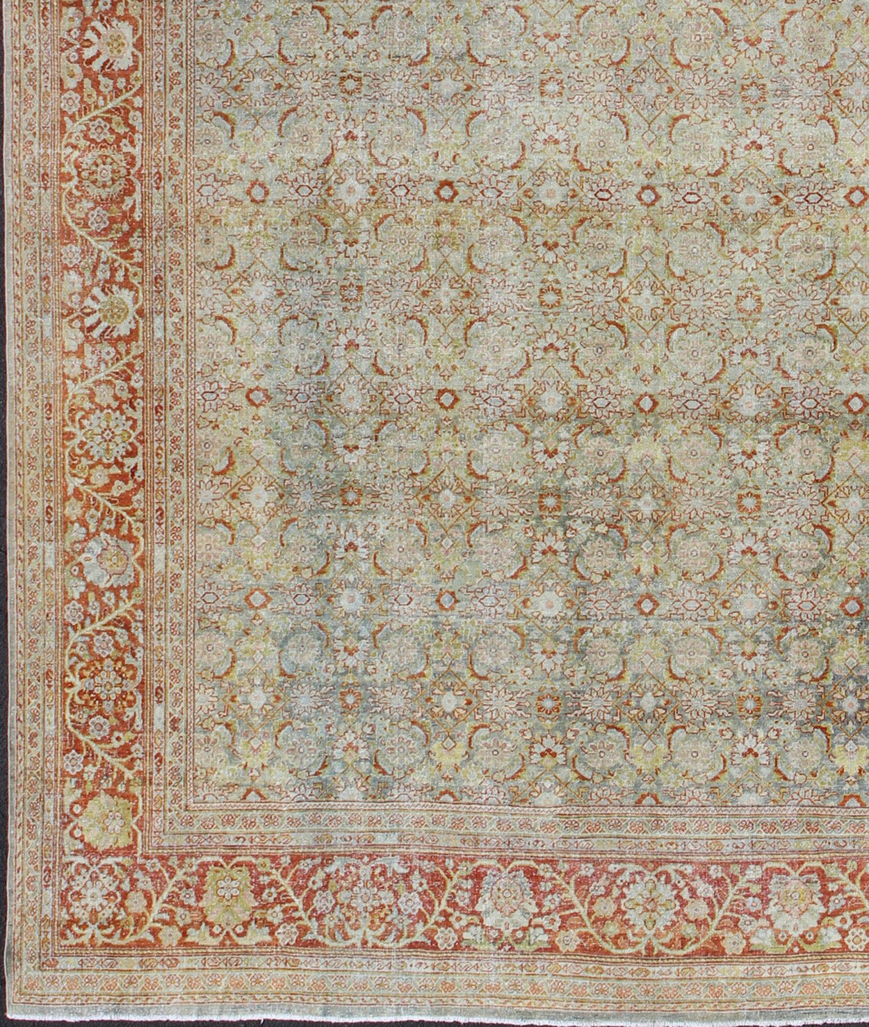 Antique Persian Mahal with All - Over Floral Design Persian Mahal Carpet This antique Persian Mahal relies heavily on exquisite details, as well as large - scale flowers and palmettes. A fine trellis of beautifully colored large and small flowers sp... - Keivan Woven ArtsGLC - 129 - 1168Rug