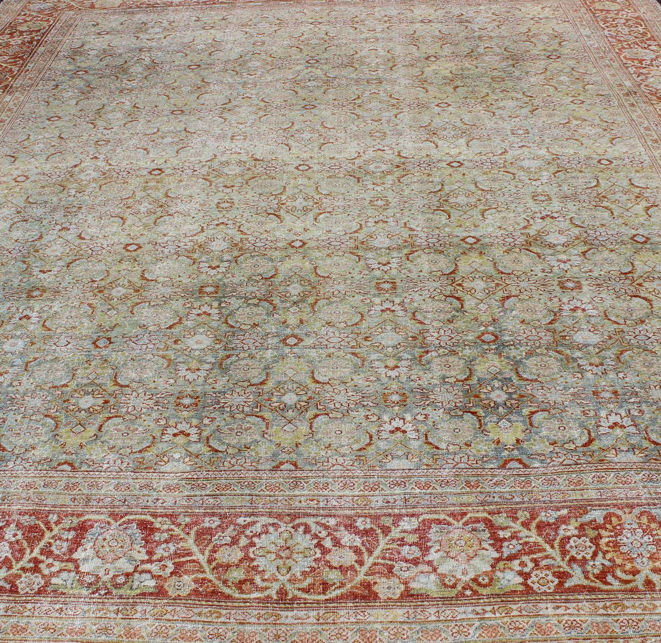 Antique Persian Mahal with All - Over Floral Design Persian Mahal Carpet This antique Persian Mahal relies heavily on exquisite details, as well as large - scale flowers and palmettes. A fine trellis of beautifully colored large and small flowers sp... - Keivan Woven ArtsGLC - 129 - 1168Rug