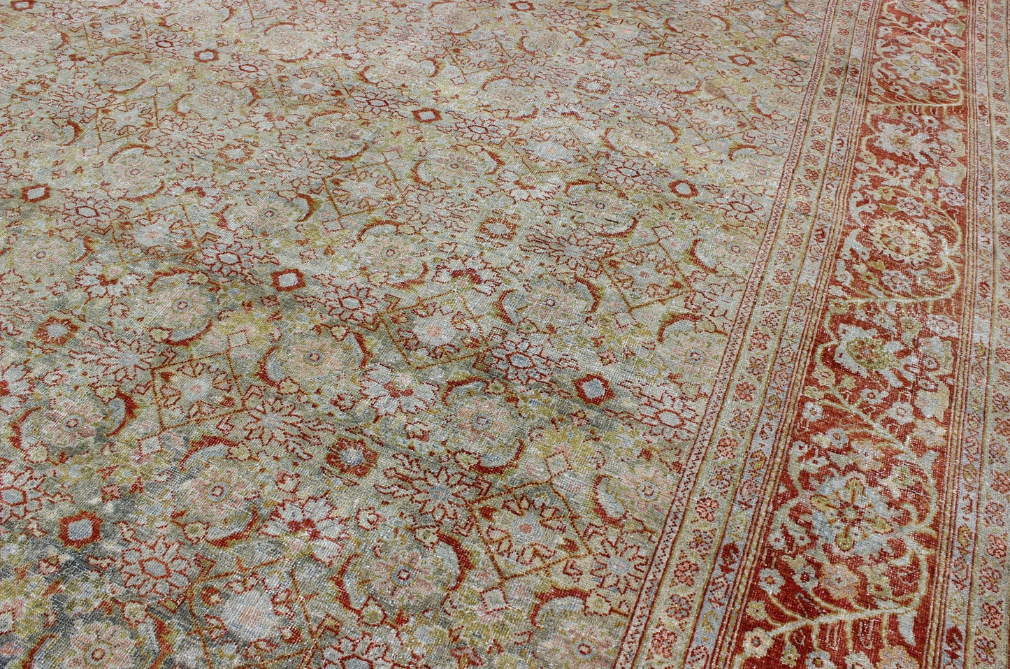 Antique Persian Mahal with All - Over Floral Design Persian Mahal Carpet This antique Persian Mahal relies heavily on exquisite details, as well as large - scale flowers and palmettes. A fine trellis of beautifully colored large and small flowers sp... - Keivan Woven ArtsGLC - 129 - 1168Rug