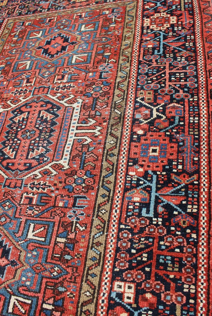 Karadjeh Persian antique rug with detailed geometric design, Keivan Woven Arts / rug gng - 4737, country of origin / type: Iran / Karadjeh, circa 1920 This early 20th century, handwoven antique Persian Karadjeh rug features a red - colored field imb... - Keivan Woven ArtsGNG - 4737 - 9894Rug