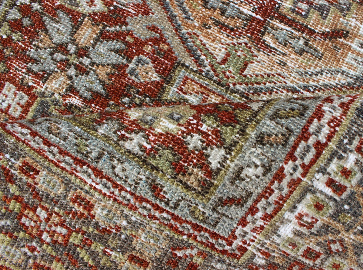 Vintage Persian Karadjeh rug with three medallion geometric tribal design, rug gng - 4749, country of origin / type: Iran / Karadjeh, circa 1930 This early 20th century, handwoven antique Persian Karadjeh rug features a red - colored field imbued wi... - Keivan Woven ArtsGNG - 4749 - 9914Rug