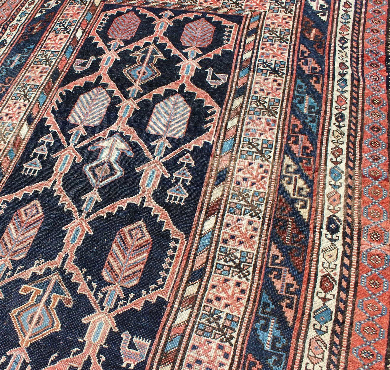 Geometric Design Antique Persian Afshar Rug with Multi - Layered Border Layered Border Design Persian Afshar Antique Rug with Interconnected Motifs, rug gng - 4751, country of origin / type: Iran / Afshar, circa 1910s. Bold geometry, rich sym... - Keivan Woven ArtsGNG - 4751 - 9922Rug