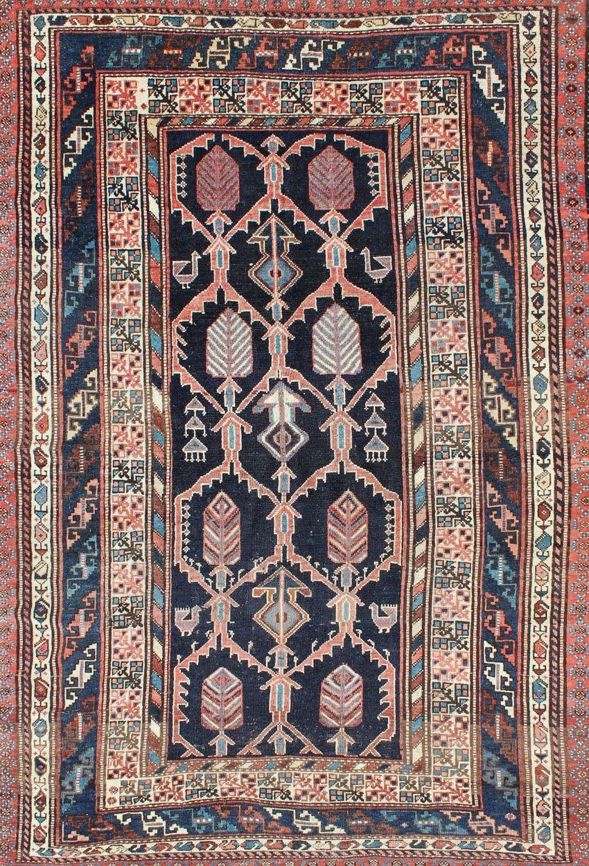 Geometric Design Antique Persian Afshar Rug with Multi - Layered Border Layered Border Design Persian Afshar Antique Rug with Interconnected Motifs, rug gng - 4751, country of origin / type: Iran / Afshar, circa 1910s. Bold geometry, rich sym... - Keivan Woven ArtsGNG - 4751 - 9922Rug