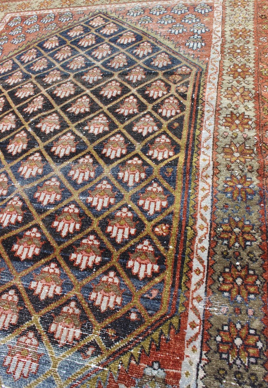 Colorful Antique Hand Knotted Persian Hamadan Rug With Tribal Motif Design Antique Persian Hamadan rug with gorgeous blue and colorful design. Keivan Woven Arts / rug GNG - 4762, country of origin / type: Iran / Hamadan, circa 1920. This an... - Keivan Woven ArtsGNG - 4762 - 9938Rug