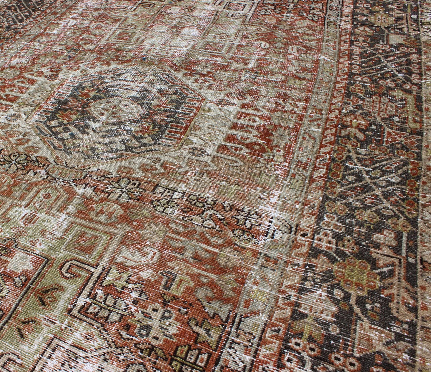 Vintage Persian Karadjeh rug with three medallion geometric tribal design, rug gng - 4766, country of origin / type: Iran / Karadjeh, circa 1930 This early 20th century, handwoven antique Persian Karadjeh rug features a red - colored field imbued wi... - Keivan Woven ArtsGNG - 4766 - 9946Rug
