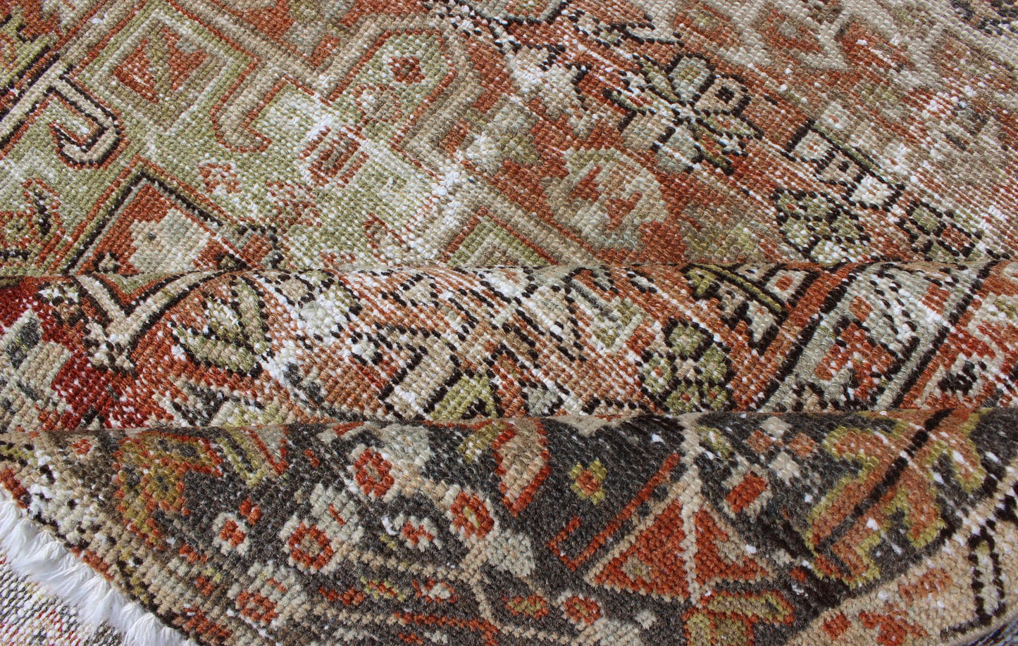 Vintage Persian Karadjeh rug with three medallion geometric tribal design, rug gng - 4766, country of origin / type: Iran / Karadjeh, circa 1930 This early 20th century, handwoven antique Persian Karadjeh rug features a red - colored field imbued wi... - Keivan Woven ArtsGNG - 4766 - 9946Rug