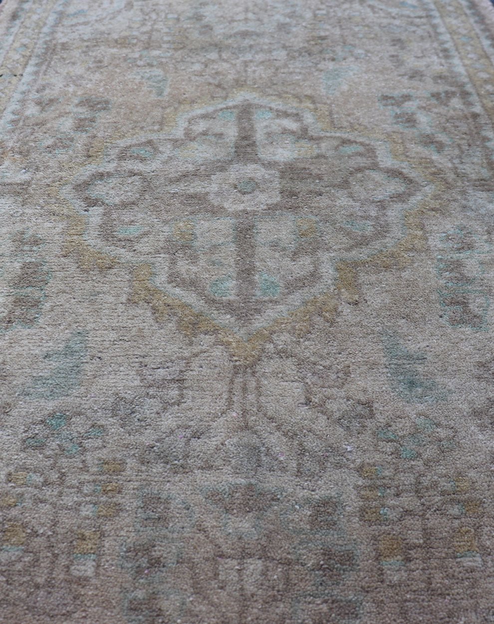 Neutral and Earth Tone Vintage Persian Lilihan Rug With Medallion in Taupe Keivan Woven Arts - Vintage Persian Lilihan rug with center medallion in neutral tones, rug H - 102 - 47, country of origin / type: Iran / Lilihan, circa 1950 This spectacu... - Keivan Woven ArtsH - 102 - 47 - 1793Rug