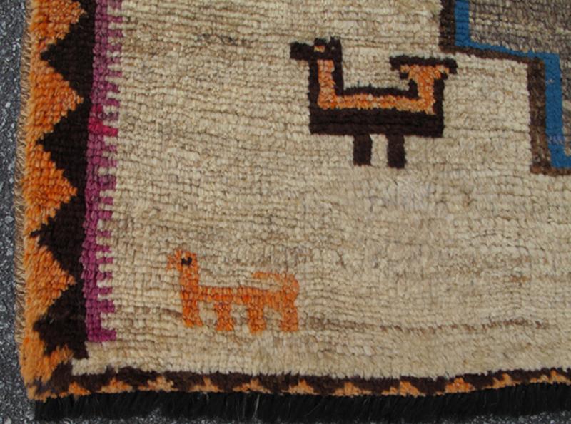 Persian Vintage Unique Gabbeh Rug With Tribal Design of Medallions and Tribal Figures Keivan Woven Arts - Persian Gabbeh vintage rug with medallions in brown, cream, red and green, rug H - 1205 - 05, country of origin / type: Iran / Gabbeh, circa 1950... - Keivan Woven ArtsH - 1205 - 05 - 4142Rug