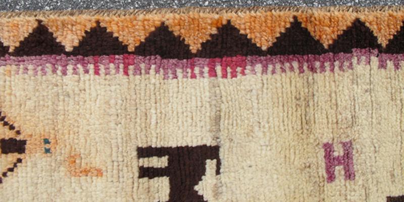 Persian Vintage Unique Gabbeh Rug With Tribal Design of Medallions and Tribal Figures Keivan Woven Arts - Persian Gabbeh vintage rug with medallions in brown, cream, red and green, rug H - 1205 - 05, country of origin / type: Iran / Gabbeh, circa 1950... - Keivan Woven ArtsH - 1205 - 05 - 4142Rug