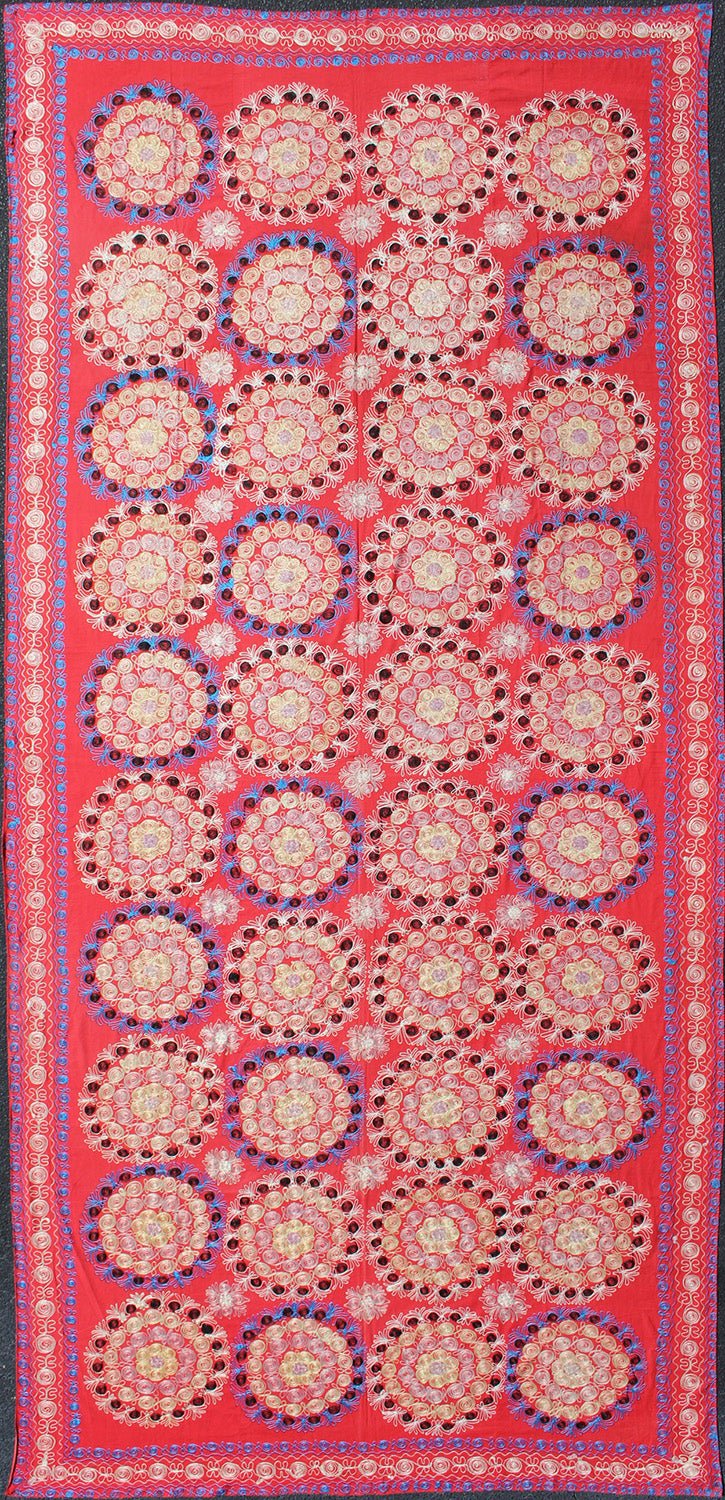 Unusually Large Silk Embroidery Suzani with Soft Red & Beautiful Vivid Colors Embroidery Suzani with Floral Design and Beautiful Vivid Colors. Rug/H - 1306 - 1, Uzbekistan Suzani "Suzani" means needlework and these embroideries are some of the m... - Keivan Woven ArtsH - 1306 - 1 - 12889Rug
