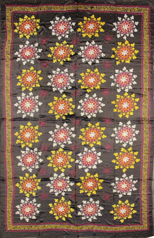 Very Large Vintage Silk Suzani with All - Over Embroidery in Charcoal Background Keivan Woven Arts - vintage Very Large Suzani with all - over embroidery in multi colors , H - 1306 - 2, Suzani vintage embroidery. "Suzani" means needlework and the... - Keivan Woven ArtsH - 1306 - 2 - 12893Rug