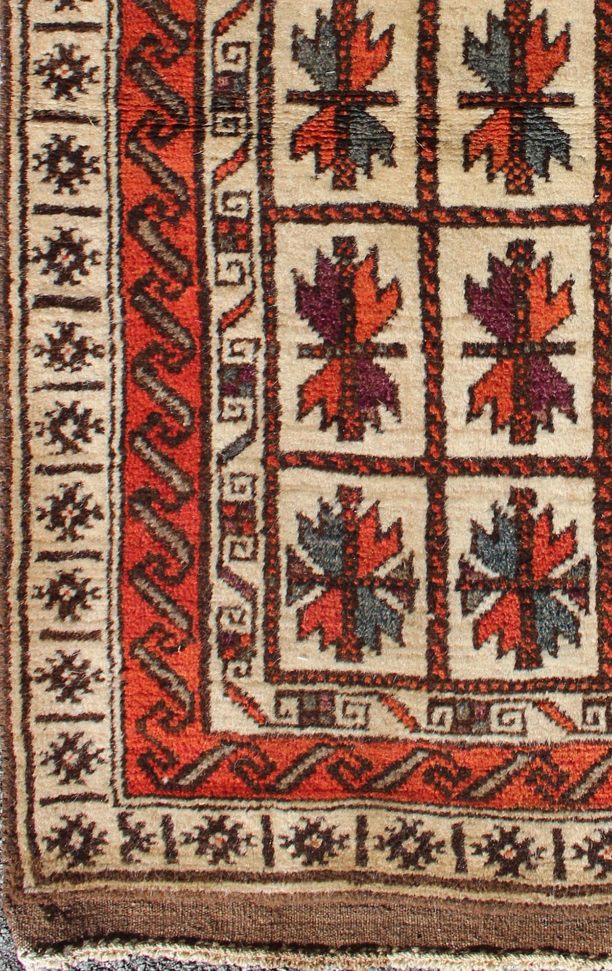 Midcentury vintage Beluch rug with all - over diamond pattern in red and charcoal, rug H - 1404 - 04 country of origin / type: Afghanistan / Tribal, circa mid - 20th century This impressive and complex vintage Afghan Beluch rug (circa mid - 20th century) ... - Keivan Woven ArtsH - 1404 - 04 - 5361Rug