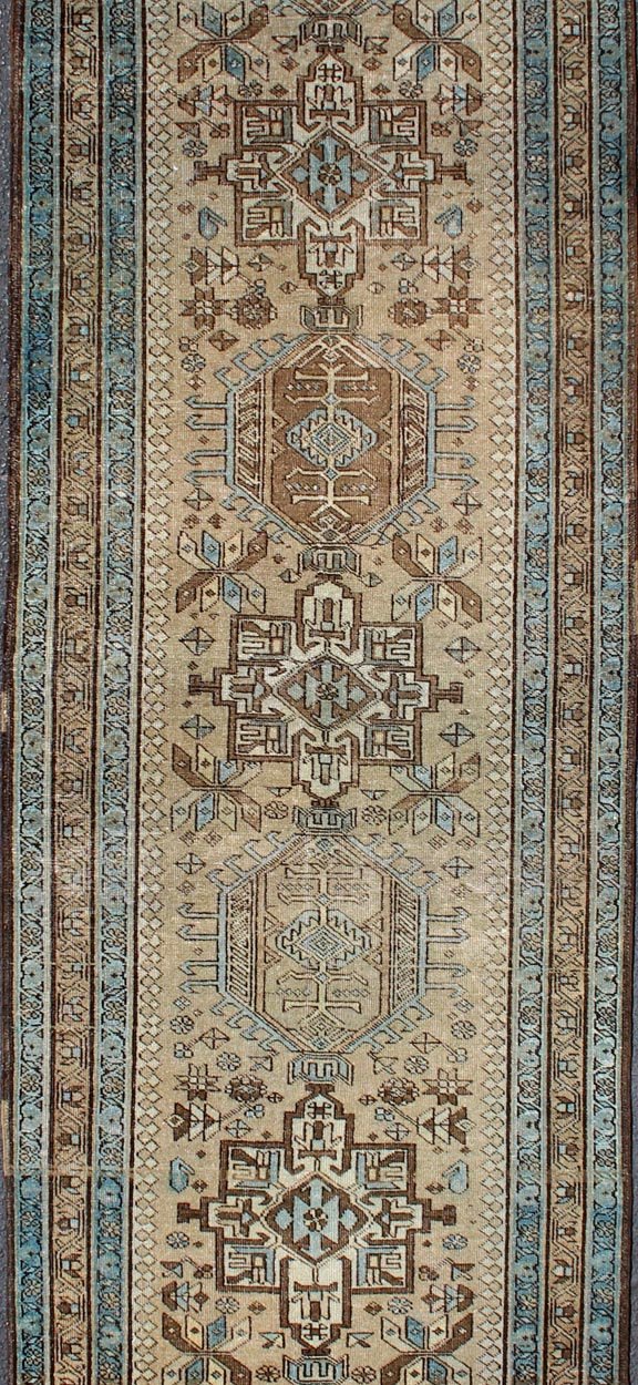 Karadjeh vintage runner with multi - medallion design from Persia, rug h - 307 - 80, country of origin / type: Iran / Karadjeh, circa 1950 This magnificent Persian Karadjeh from the mid - 20th century bears an exquisite design rendered in subdued tones.... - Keivan Woven ArtsH - 307 - 80 - 1362Rug