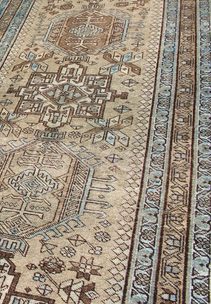Karadjeh vintage runner with multi - medallion design from Persia, rug h - 307 - 80, country of origin / type: Iran / Karadjeh, circa 1950 This magnificent Persian Karadjeh from the mid - 20th century bears an exquisite design rendered in subdued tones.... - Keivan Woven ArtsH - 307 - 80 - 1362Rug