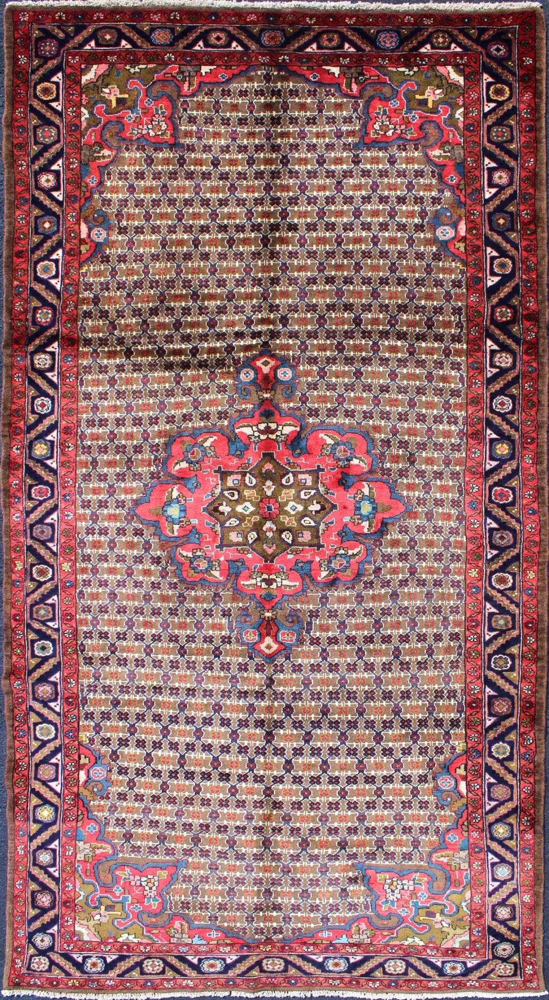Measures: 4'10" x 9' 6" Country of Origin: Iran Type: Sarab, Hamedan Design: All - Over, Medallion. Classic Keivan Woven Arts rug H - 501 - 49 Persian Rug, Persian Sarab, Hand - Knotted Hamedan Sarab, Herati Rug, Authentic Persian Rug, Authentic S... - Keivan Woven ArtsH - 501 - 49 - 1241Rug