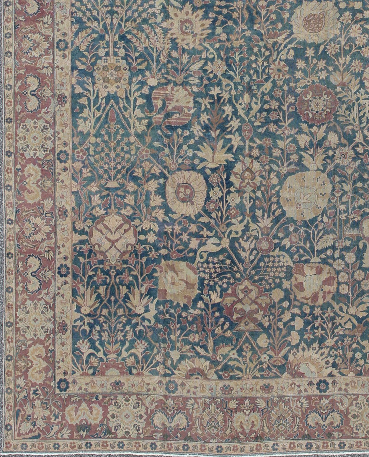 Stunning Antique Indian Agra 19th Century Vase Carpet in Teal Background, Agra Vase Carpet, Persian Vase Rug. kwarugs / HAS - 5488, Kerman Vase Carpet. 18th and 19th Century Antique Vase Carpet. Antique vase Kerman rugs from are special, consider... - Keivan Woven ArtsHAS - 5488 - 2476Rug