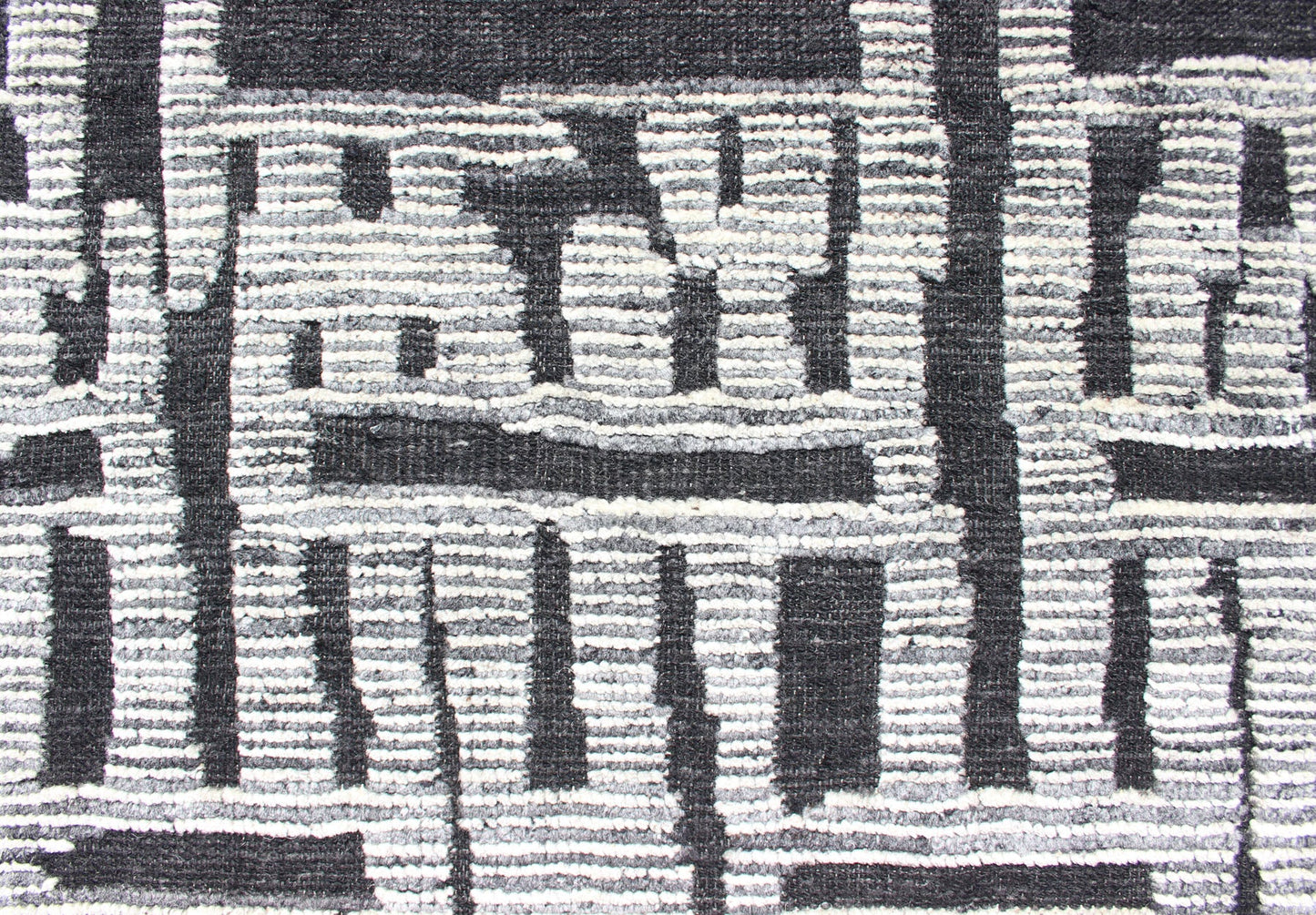 Sub - Geometric Abstract Design Modern Casual Rug in Black and Cream. Country of Origin: India; Type: Modern, Minimal; Design: Diamond, Stripes, Abstract; Keivan Woven Arts: rug IN - ILM - 1462. Measures: 8'3 x 9'7 This unique piece features asymmetri... - Keivan Woven ArtsIN - ILM - 1462 - KCH - 0073 - 19 - 13466