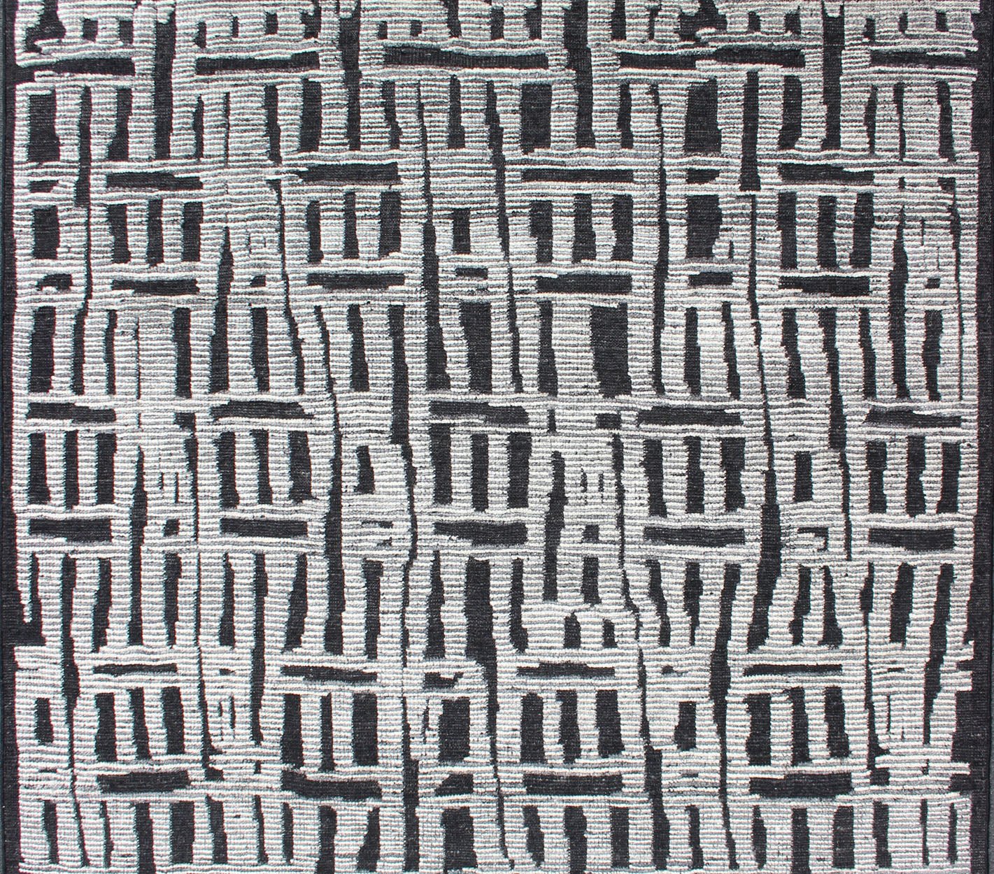 Sub - Geometric Abstract Design Modern Casual Rug in Black and Cream. Country of Origin: India; Type: Modern, Minimal; Design: Diamond, Stripes, Abstract; Keivan Woven Arts: rug IN - ILM - 1462. Measures: 8'3 x 9'7 This unique piece features asymmetri... - Keivan Woven ArtsIN - ILM - 1462 - KCH - 0073 - 19 - 13466