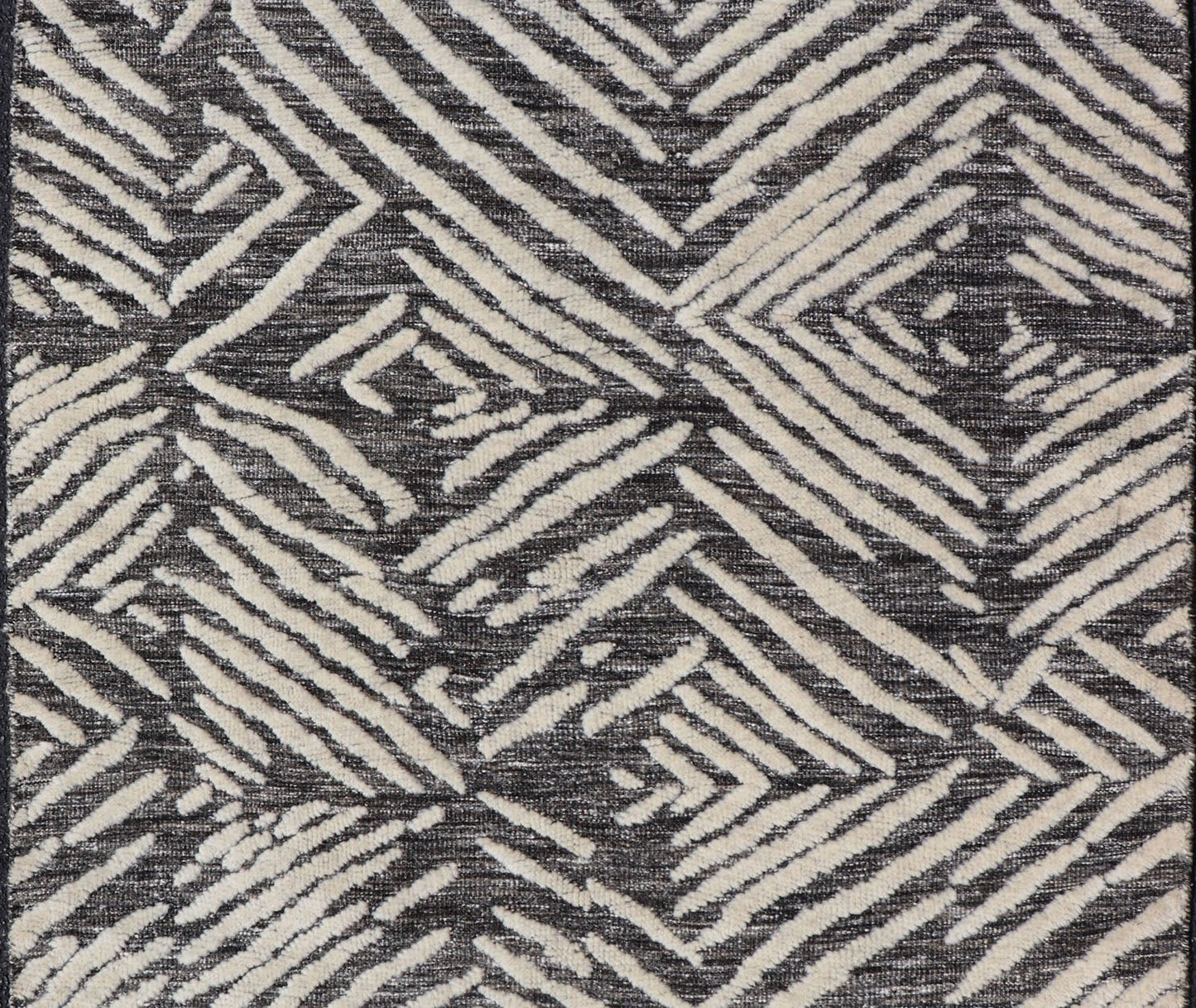 Small Area Rug With Contemporary Stripes Pattern on Dark Gray Background Measures 3'11 x 4'11 This exotic and contemporary piece is small but is very stylish. The abstract pattern loosely resembles stripes in a fashionable way. The backgr... - Keivan Woven ArtsIN - ILM - 164 - CB - 3770 - 20842