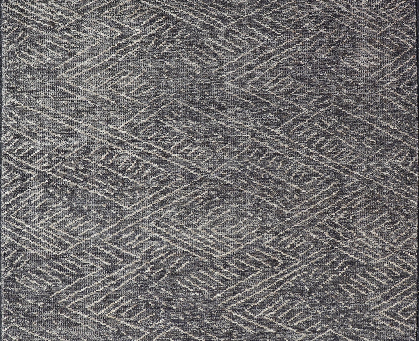 Indian Modern Casual Gray - Blue Area Rug With Minimal Crosshatch Design Measures 6 x 9 This modern Indian area rug features an abstract design loosely resembling a crosshatch design. The entire rug is rendered in a charcoal and light crea... - Keivan Woven ArtsIN - ILM - 168 - VT - 12116 - 20934Rug