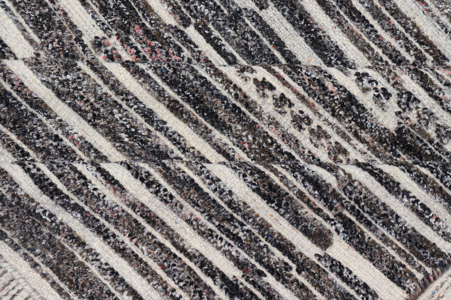 Sub - Geometric Diamond Stripes Modern Casual Rug in Black and Ivory Measures 8 x 9'11 This unique piece features asymmetrical horizontal stripes rendered in black and ivory. The field cleverly places a diamond pattern within the stripes ... - Keivan Woven ArtsIN - ILM - 169 - VT - 6286 - 20940Rug