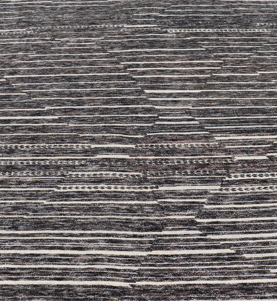 Sub - Geometric Diamond Stripes Modern Casual Rug in Black and Ivory Measures 8 x 9'11 This unique piece features asymmetrical horizontal stripes rendered in black and ivory. The field cleverly places a diamond pattern within the stripes ... - Keivan Woven ArtsIN - ILM - 169 - VT - 6286 - 20940Rug