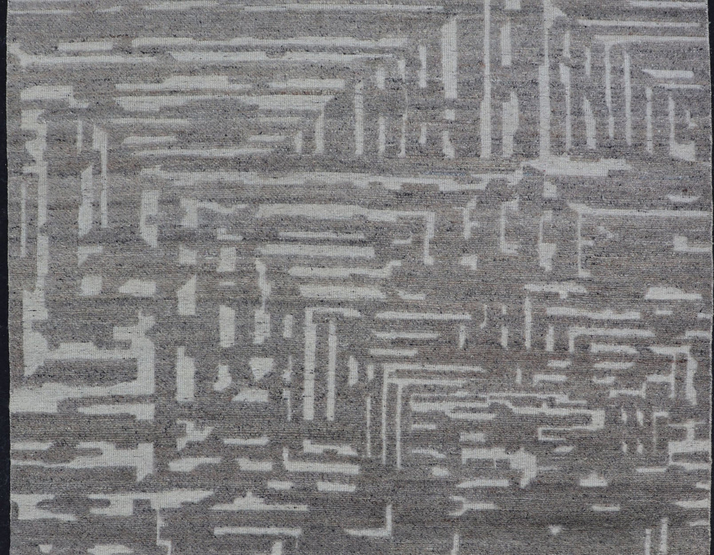 Modern Hand Knotted Wool Area Rug in Cream and Light Gray With Abstract Design Measures 5'8 x 8'5 This modern area rug was hand - knotted in during the 2020's. The field features a sub - geometric abstract design cover the entirety of the fa... - Keivan Woven ArtsIN - ILM - 172 - HW - 2330 - 21006Rug