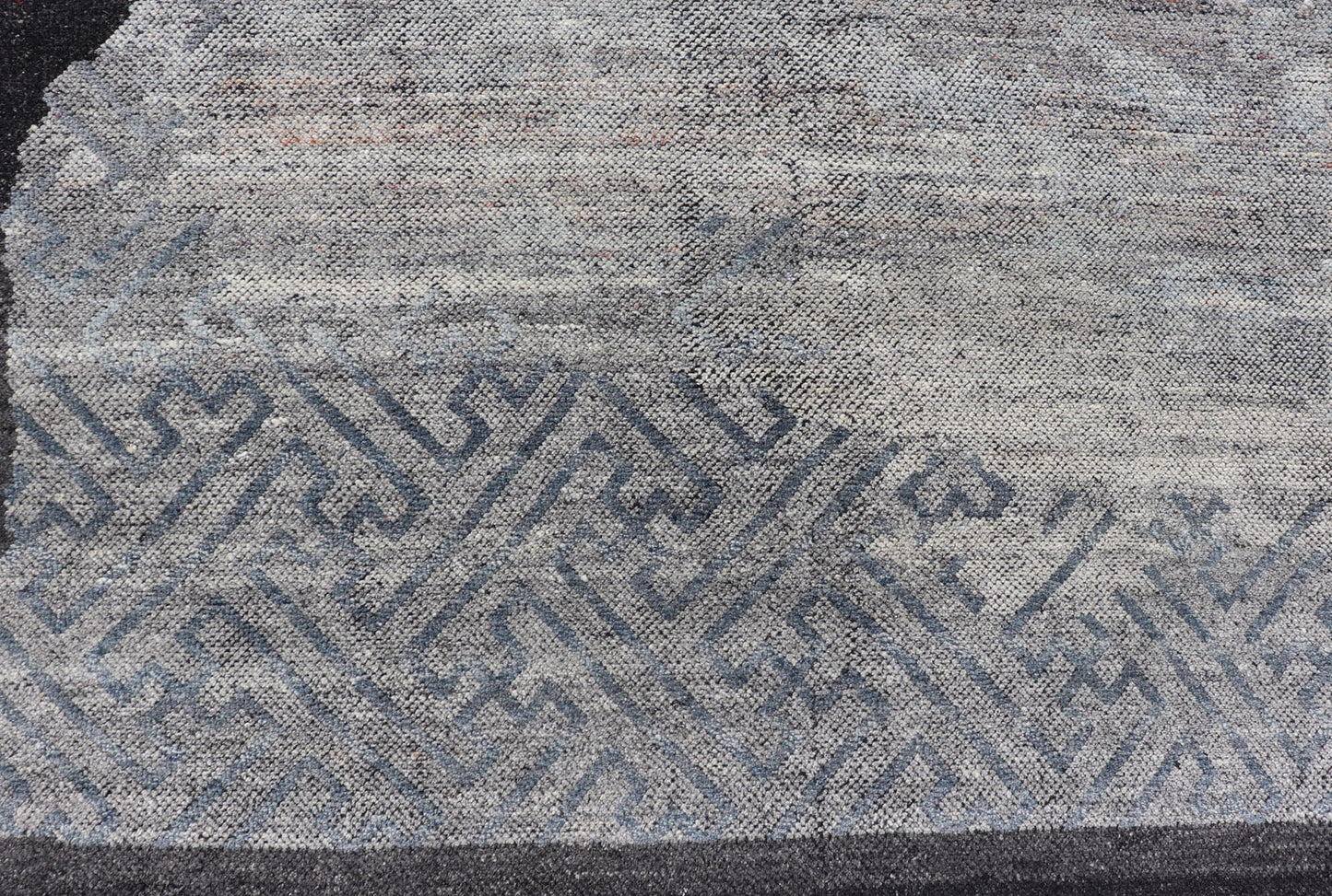 Oversized Contemporary Abstract Rug In Gray, Charcoal and Steel Blue Measures 11'6 x 14'10 Country of Origin: India; Type: Modern, Abstract; Design: All - Over, Abstract, Modern; Keivan Woven Arts: rug IN - ILM - 3388 - MK - 5039; Large Area M... - Keivan Woven ArtsIN - ILM - 3388 - MK - 5039 - 18144Rug