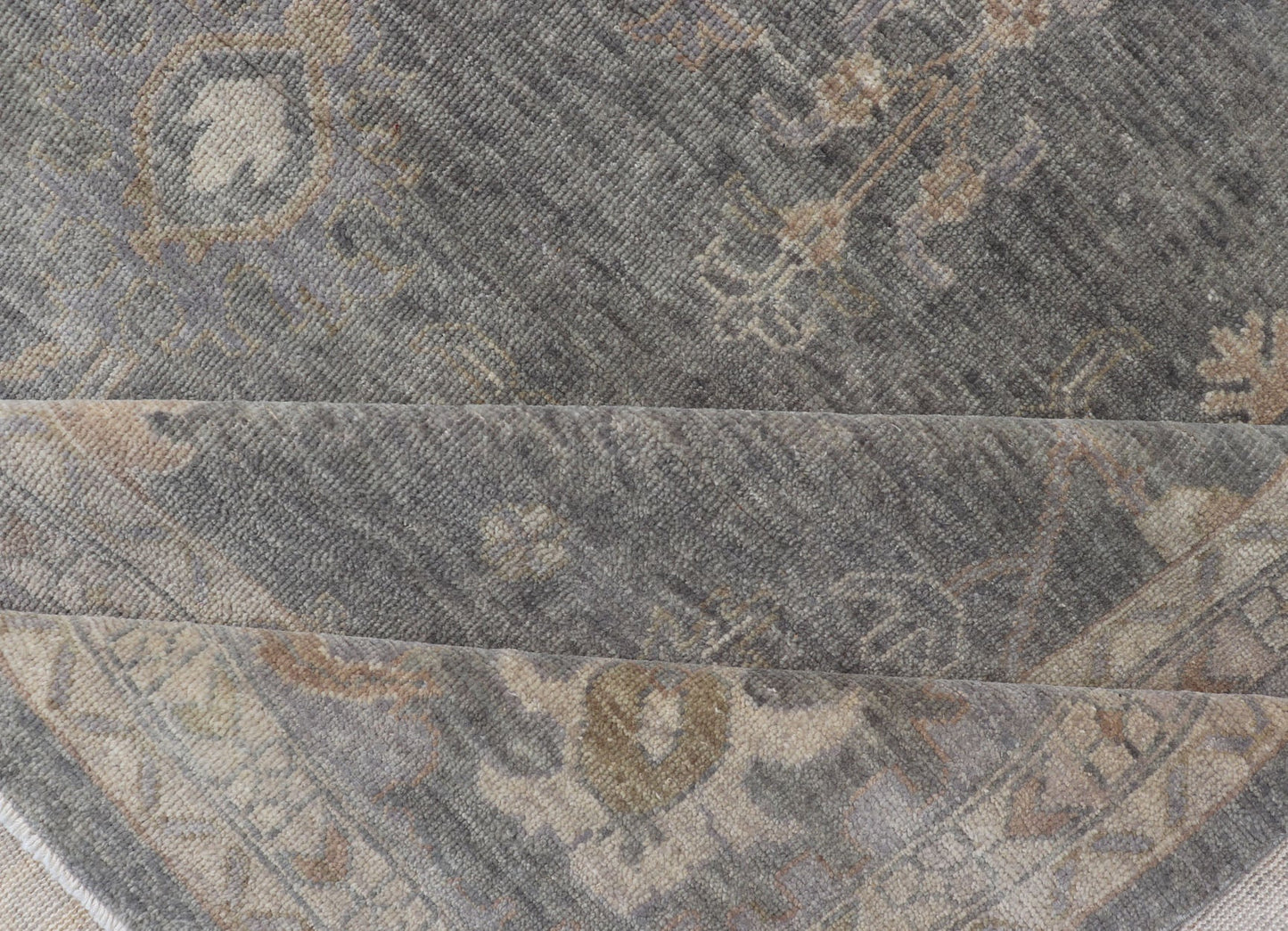 Hand - Woven Indian Oushak Wool Rug With Faded Blues and Gray's Measures 11'10 x 15'2 Country of Origin: India; Type: Oushak; Design: All - Over, Floral; Keivan Woven Arts; rug IN - TVN - 1411; Large Hand - Woven Indian Oushak Wool Rug With F... - Keivan Woven ArtsIN - TVN - 1411 - 15474Rug