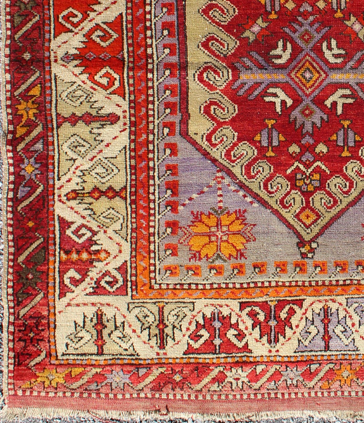 Colorful Early 20th Century Antique Turkish Oushak Rug with Medallion in Purple, rug j10 - 0402, country of origin / type: Turkey / Oushak, circa 1930 This antique Oushak rug features an intricate and complex design paired with a unique color comb... - Keivan Woven ArtsJ10 - 0402 - 1879Rug