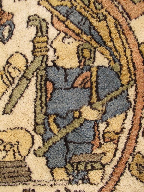 Large Tribal Vintage Circular Rug Likely from S. America or Scandinavia. Large Vintage Hand Knotted Circular Rug in Tribal Design. Possibly a South American Rug from Peru. Rug/J10 - 0901. Measures: 7' x 7' Vintage hand knotted rug h... - Keivan Woven ArtsJ10 - 0901 - 2113Rug