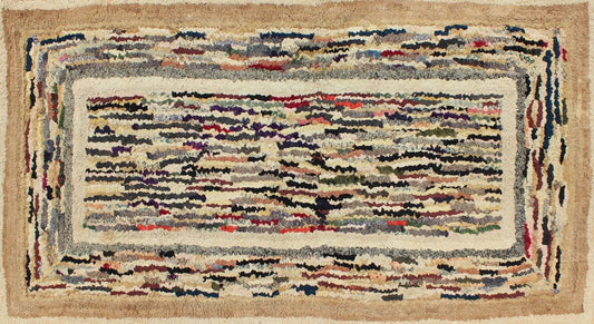 American Hooked Rug with Variegated Design in Black, Brown and Taupe Antique hooked rug with variegated design, Keivan Woven Arts , rug J10 - 1017, country of origin / type: United States / Hooked, circa 1920. This antique rug features a va... - Keivan Woven ArtsJ10 - 1017 - 2515
