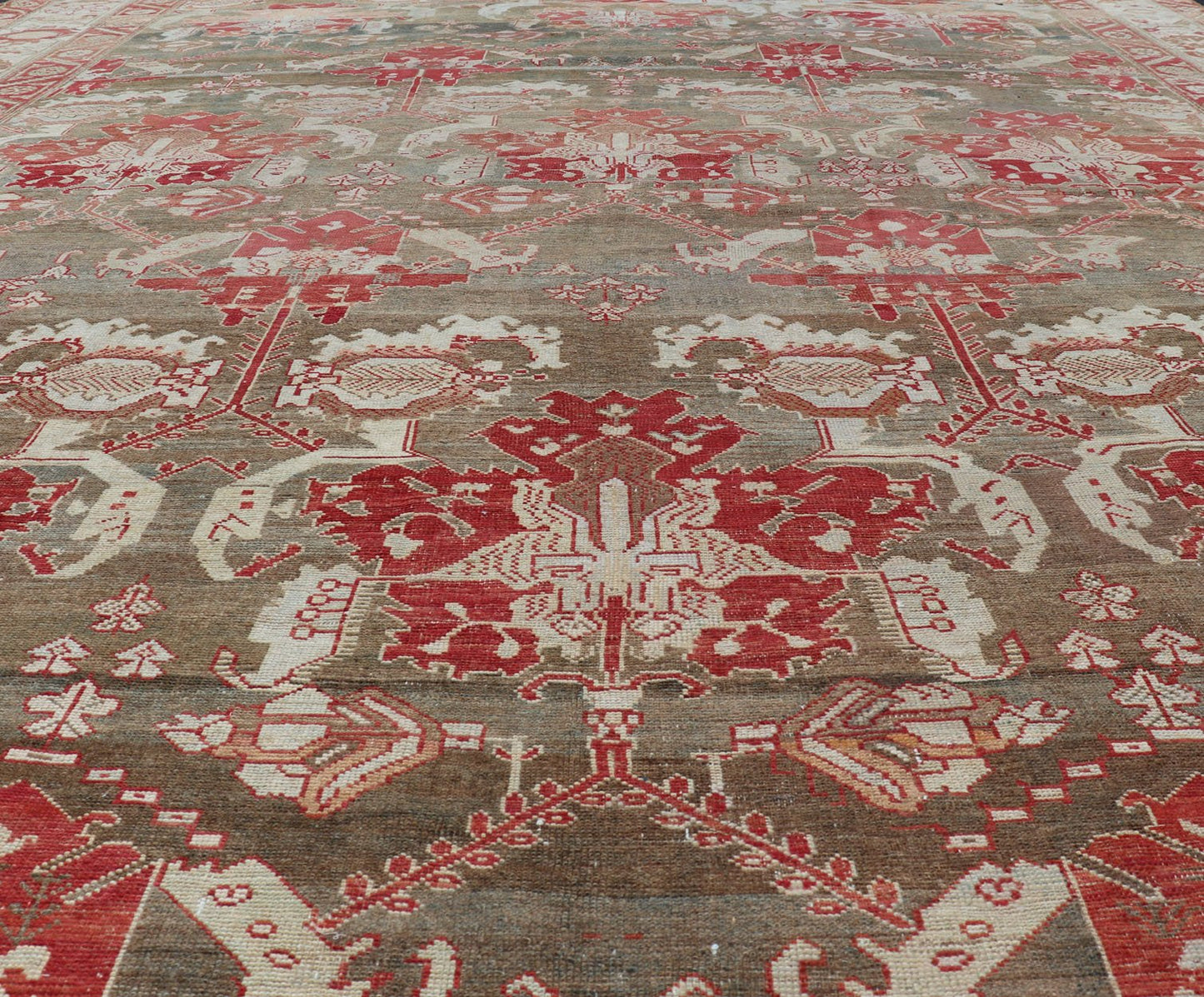 Antique Persian Large Scale Tribal Design Bakhtiari Rug in Multi Colors. All - over tribal large scale design antique Persian Bakhtiari rug in red, blue, green, ivory and pink. Keivan Woven Arts / rug KB - NA - 180427, country of origin / type: Iran / Bakhti... - Keivan Woven ArtsKB - NA - 180427 - 20854Rug