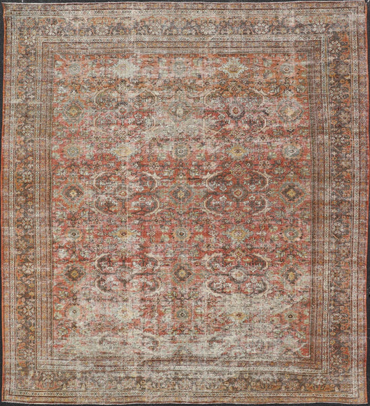 Antique Square Persian Colorful Sultanabad Mahal Rug with All Over Floral Design. Keivan Woven Arts; rug KB - SN - WL - 26, country of origin / type: Iran / Sultanabad, circa 1920. Measures: 11'0 x 12'6 This 1920 colorful antique Persian Sultanabad Ma... - Keivan Woven ArtsKB - SN - WL - 26 - 15484 - 581