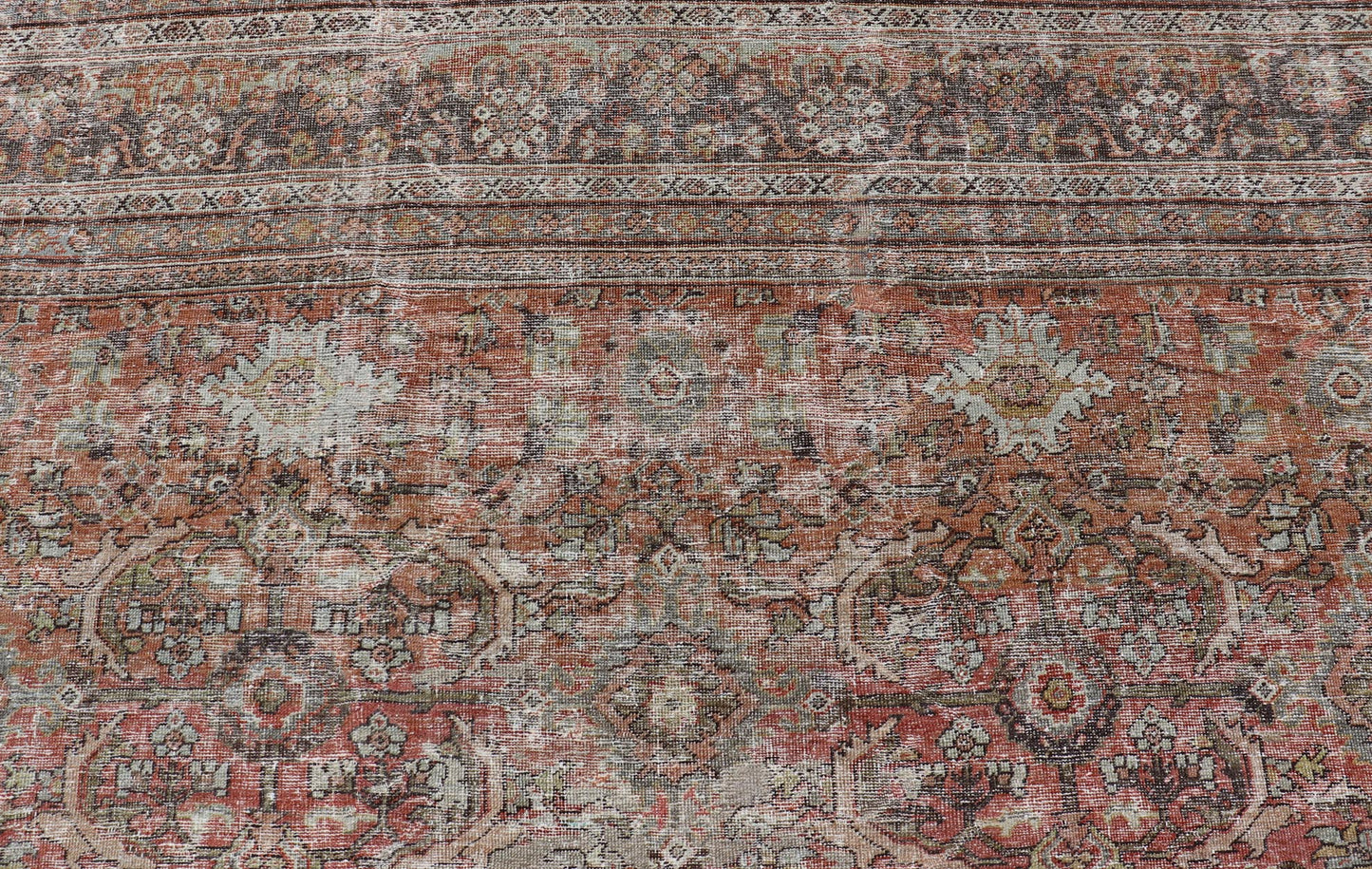 Antique Square Persian Colorful Sultanabad Mahal Rug with All Over Floral Design. Keivan Woven Arts; rug KB - SN - WL - 26, country of origin / type: Iran / Sultanabad, circa 1920. Measures: 11'0 x 12'6 This 1920 colorful antique Persian Sultanabad Ma... - Keivan Woven ArtsKB - SN - WL - 26 - 15484 - 581Rug