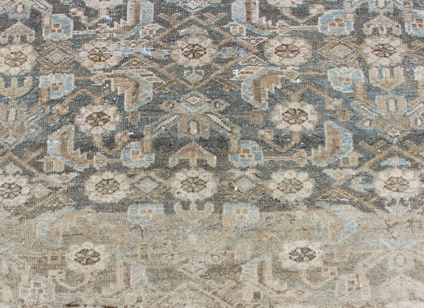 Earthy Tone Vintage Persian Hamadan Rug with All - Over Pattern in Gray blue All - Over Persian Earth Toned Vintage Hamadan Rug Floral design Hamedan vintage rug in brown and light grayish - blue color tones, rug kbe - 200204, origin / type: Iran / ... - Keivan Woven ArtsKBE - 200204 - 12647Rug