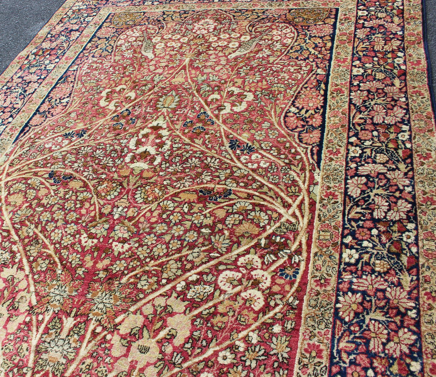 Very Fine Antique Persian Lavar Kerman Rug with Intricate Florals & Birds Design Keivan Woven Arts - Ornately detailed antique Persian Lavar Kerman rug replicating trees, branches and birds in a forest Design, rug KBE - 200205, country of origin / typ... - Keivan Woven ArtsKBE - 200205 - 12653Rug