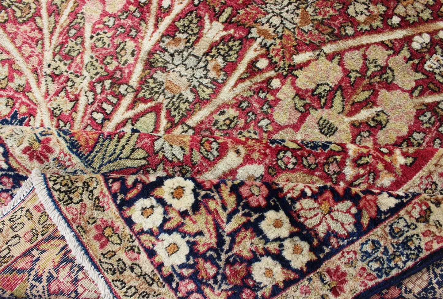 Very Fine Antique Persian Lavar Kerman Rug with Intricate Florals & Birds Design Keivan Woven Arts - Ornately detailed antique Persian Lavar Kerman rug replicating trees, branches and birds in a forest Design, rug KBE - 200205, country of origin / typ... - Keivan Woven ArtsKBE - 200205 - 12653Rug
