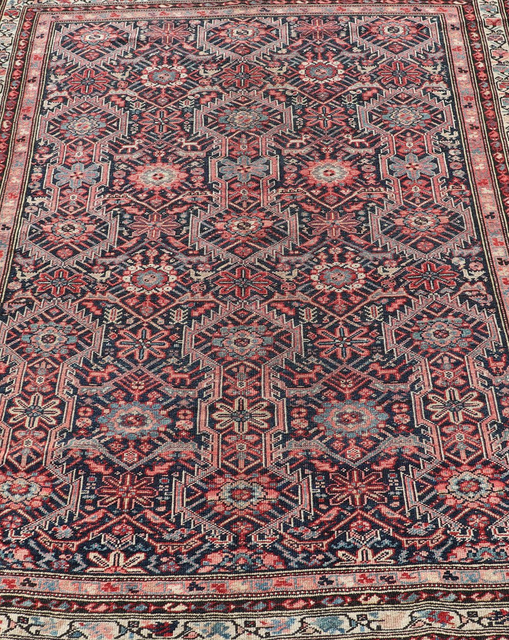Jewel - Toned Antique Fine Persian Malayer with All - Over Geometric Design Red, blue, ivory, and multicolored Persian antique Long Malayer Runner with geometric floral design, kwarugs/ KBE - 200206, country of origin / type: Iran / Malayer, circa 19... - Keivan Woven ArtsKBE - 200206 - 12657Rug
