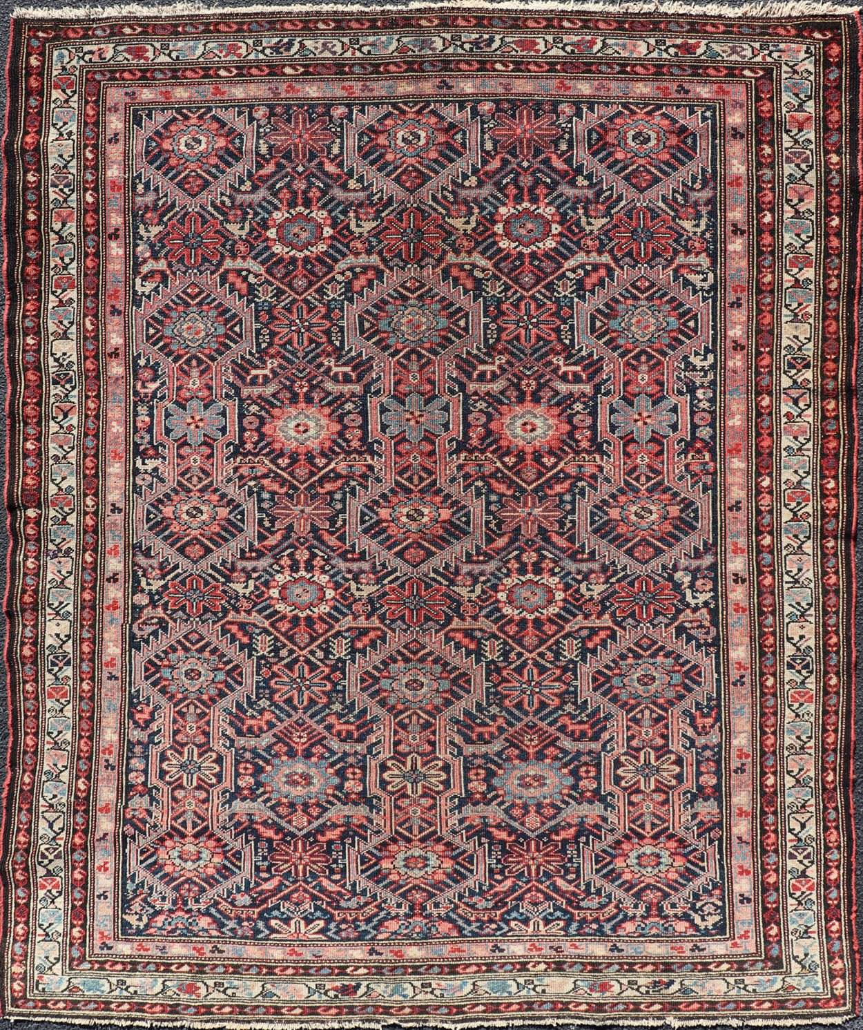 Jewel - Toned Antique Fine Persian Malayer with All - Over Geometric Design Red, blue, ivory, and multicolored Persian antique Long Malayer Runner with geometric floral design, kwarugs/ KBE - 200206, country of origin / type: Iran / Malayer, circa 19... - Keivan Woven ArtsKBE - 200206 - 12657Rug