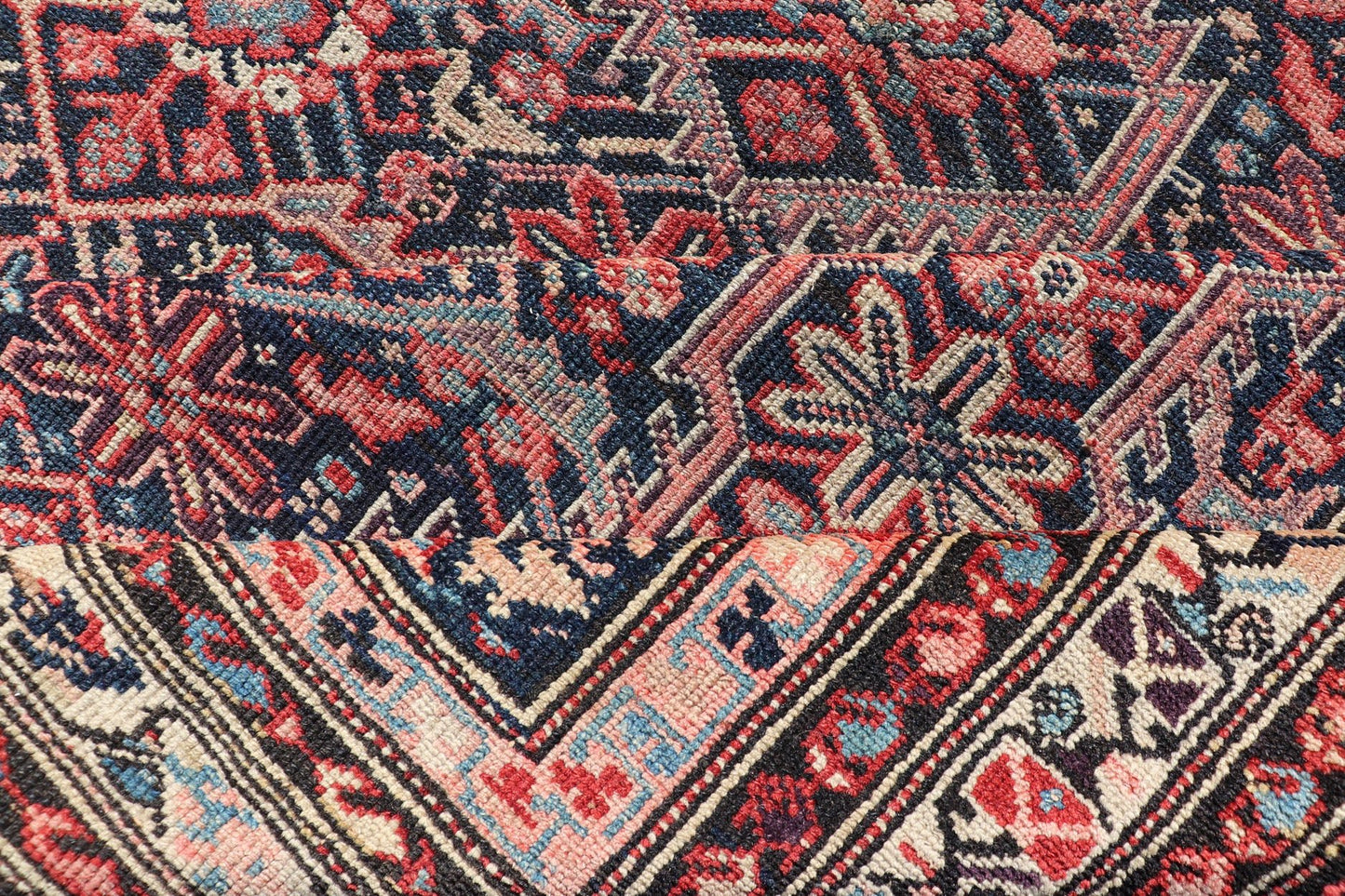 Jewel - Toned Antique Fine Persian Malayer with All - Over Geometric Design Red, blue, ivory, and multicolored Persian antique Long Malayer Runner with geometric floral design, kwarugs/ KBE - 200206, country of origin / type: Iran / Malayer, circa 19... - Keivan Woven ArtsKBE - 200206 - 12657Rug