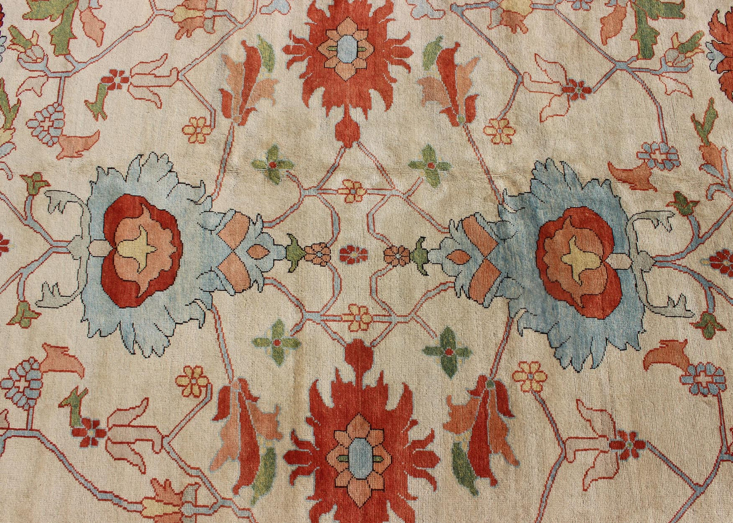 Very large Persian serapi rug with all over pattern in ivory background. Keivan Woven Arts rug KBE - EB - 600241, country of origin / type: Iran / Serapi, circa 1990. Measures:16'8 x 28'11. Serapi rugs are known as the finest rugs produced in the Her... - Keivan Woven ArtsKBE - EB - 600241 - 754Rug