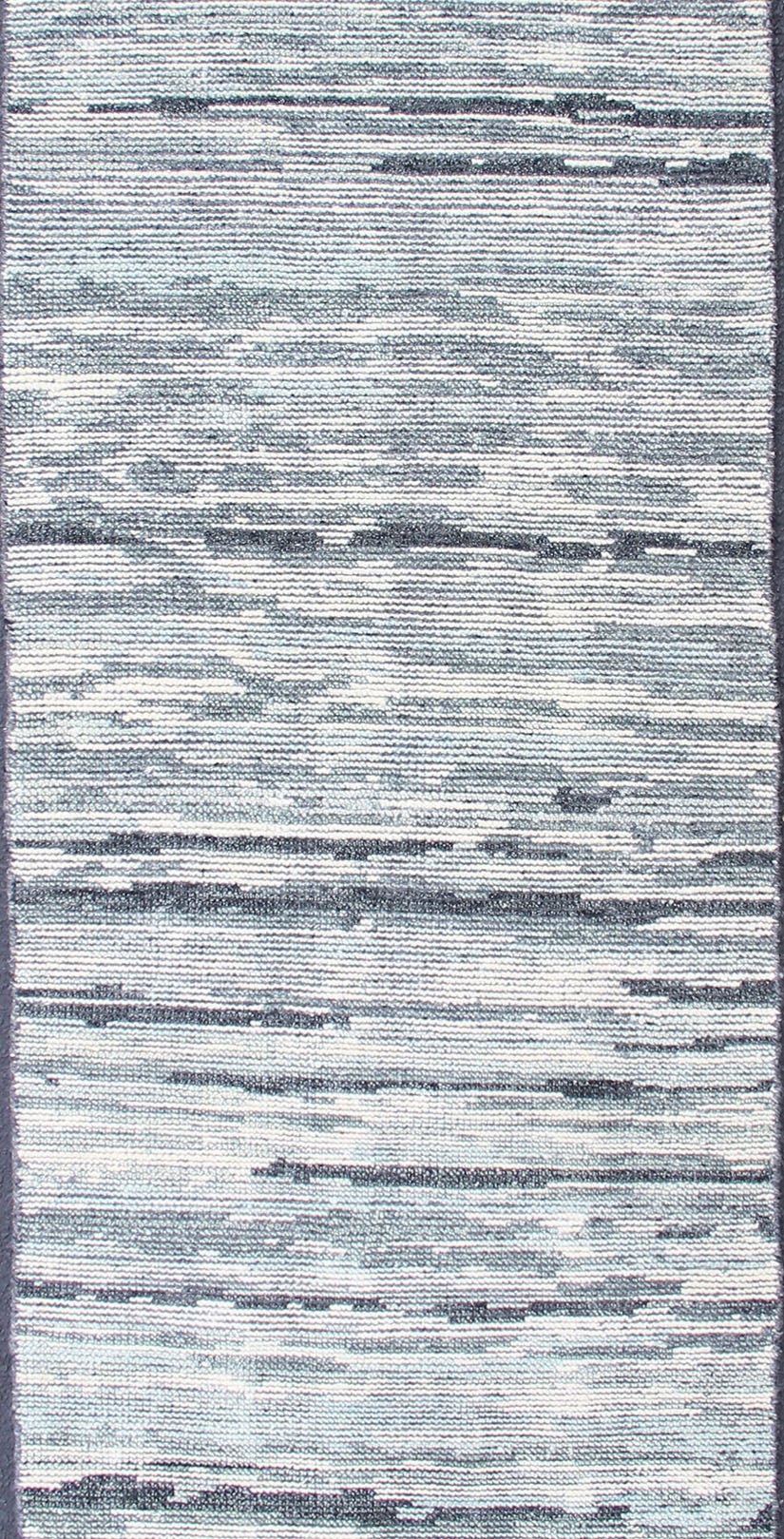 Modern Design Runner in Silver, Green, Gray, White & Neutral Tones. Silver, Green, Gray, White and steel - blue tones rug with modern design, rug KHN - 1002 - TR - 876, country of origin / type: India The modern design of this distressed piled r... - Keivan Woven ArtsKHN - 1002 - TR - 876 - 13254