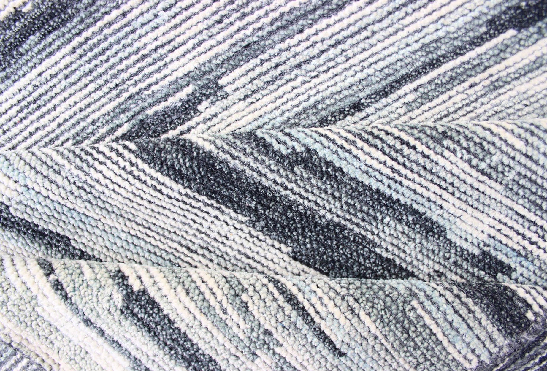 Modern Design Runner in Silver, Green, Gray, White & Neutral Tones. Silver, Green, Gray, White and steel - blue tones rug with modern design, rug KHN - 1002 - TR - 876, country of origin / type: India The modern design of this distressed piled r... - Keivan Woven ArtsKHN - 1002 - TR - 876 - 13254Rug