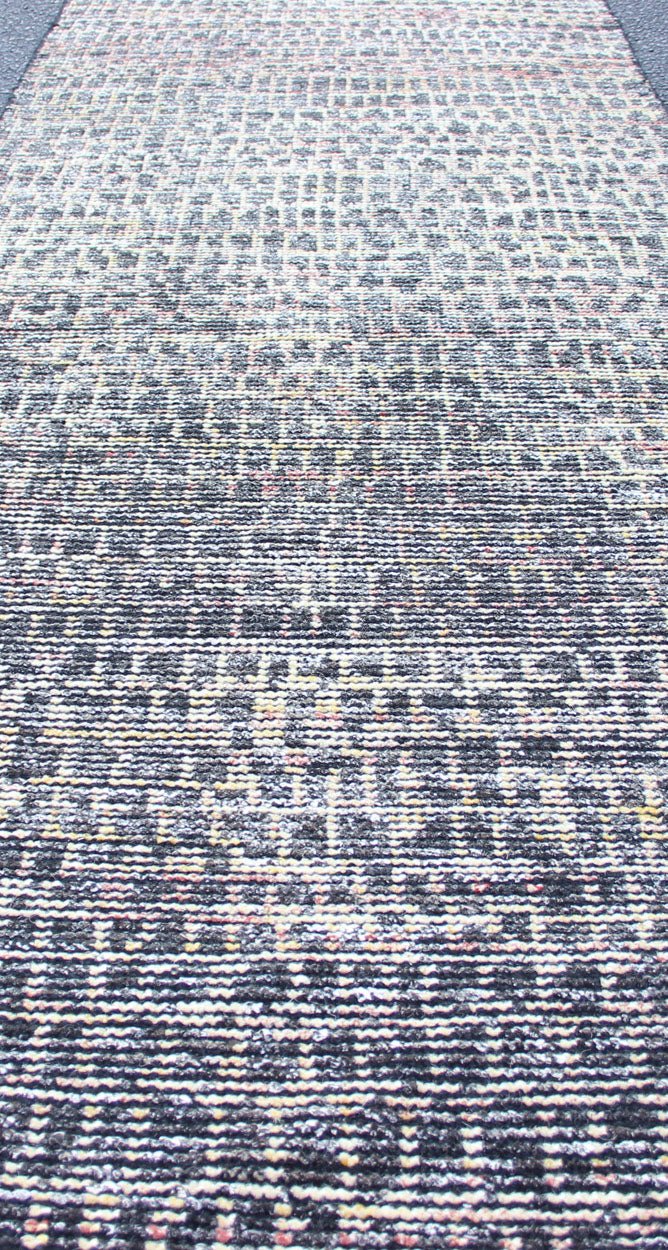 Modern Design Gallery Runner with All - over Checkerboard Design Hand - Knotted in Wool Measures: 2'7 x 10 Country of Origin: India; Type: Modern; Design: Checkered, Gingham, All - Over; Charcoal, Yellow, Blue and white tones rug with modern f... - Keivan Woven ArtsKHN - 1005 - POLLOC - 02 - 13892