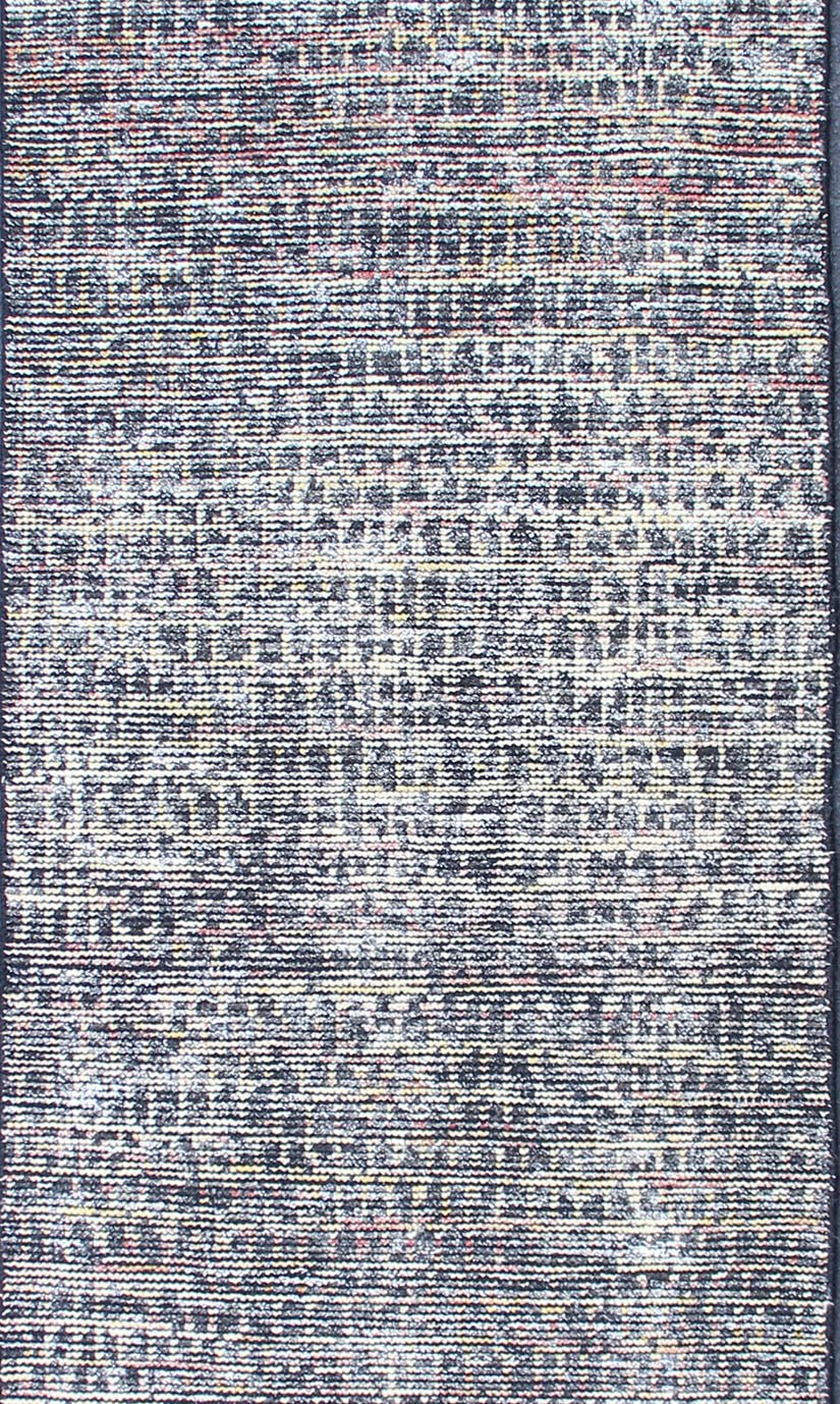 Modern Design Gallery Runner with All - over Checkerboard Design Hand - Knotted in Wool Measures: 2'7 x 10 Country of Origin: India; Type: Modern; Design: Checkered, Gingham, All - Over; Charcoal, Yellow, Blue and white tones rug with modern f... - Keivan Woven ArtsKHN - 1005 - POLLOC - 02 - 13892